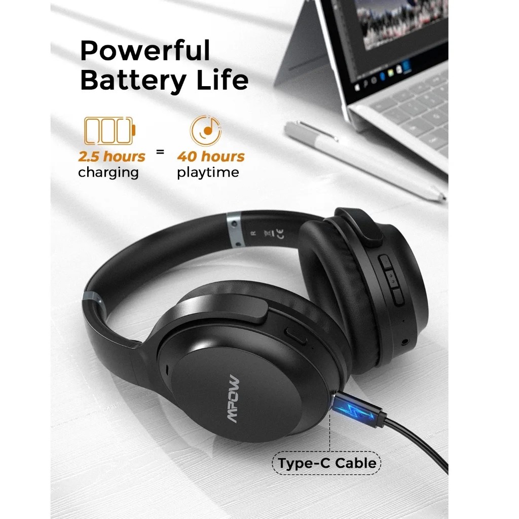 Wireless headphones Mpow H12 IPO ANC, MPBH427 black - omvi.store