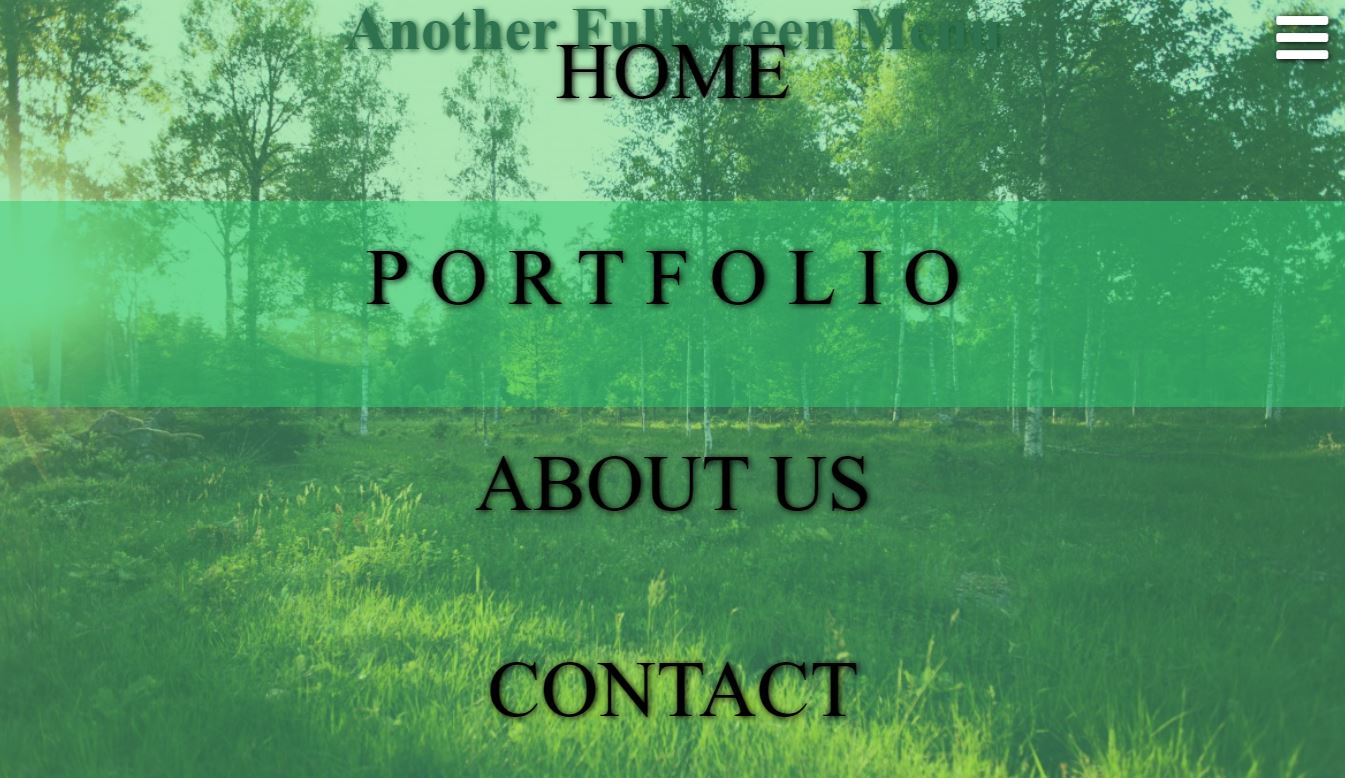 JavaScript Full Screen Menu examples with hover effect