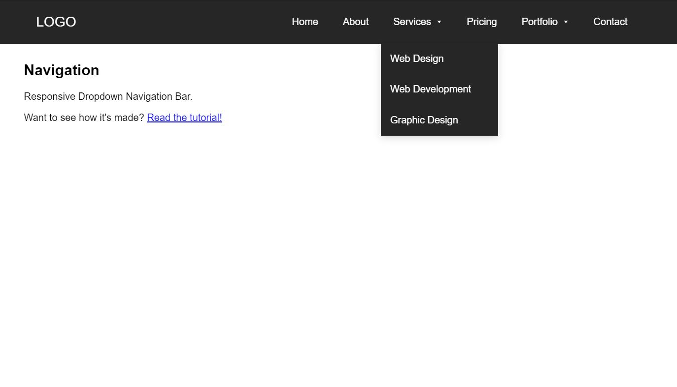Responsive Dropdown Navigation Bar 