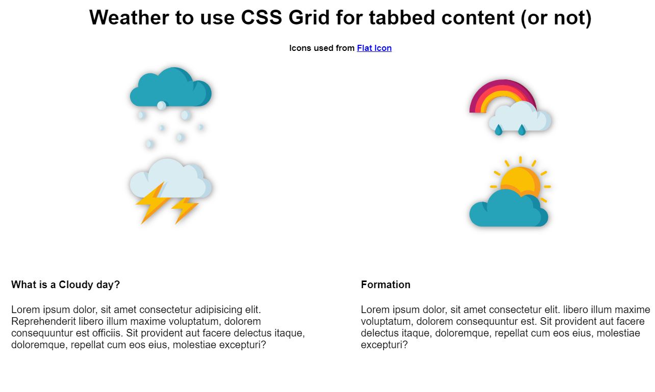 JS Tab content with grid