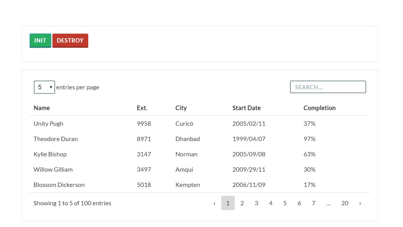 18+ JavaScript Datatable Design Code Examples - OnAirCode