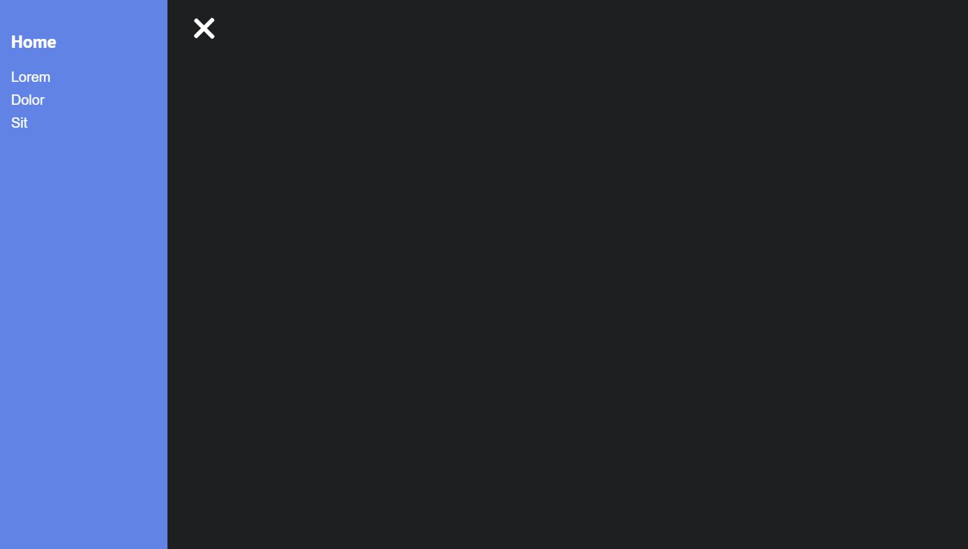 Simple Velocity JavaScript JS Off Canvas Menu example