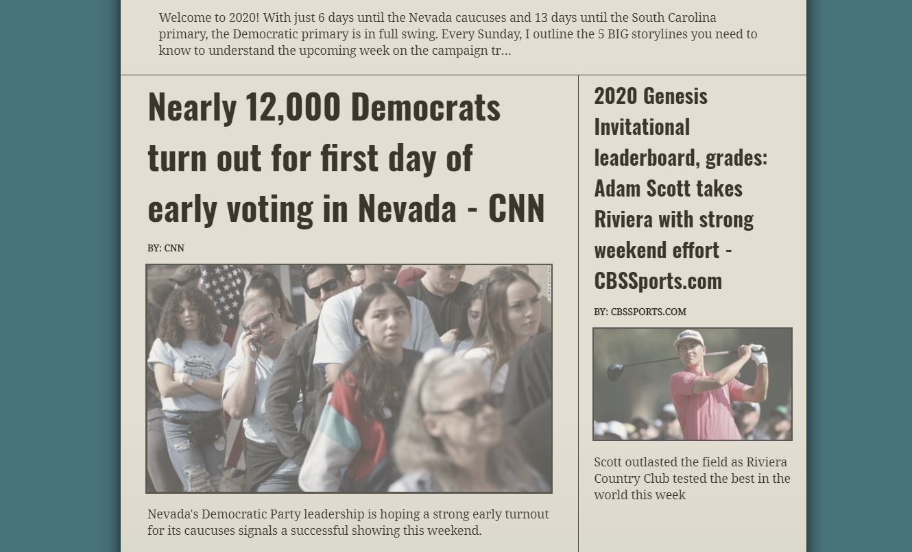 Dynamic Newspaper JavaScript CSS Grid 