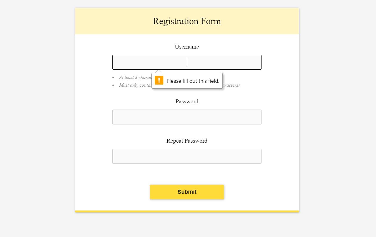 Real Time FormValidation