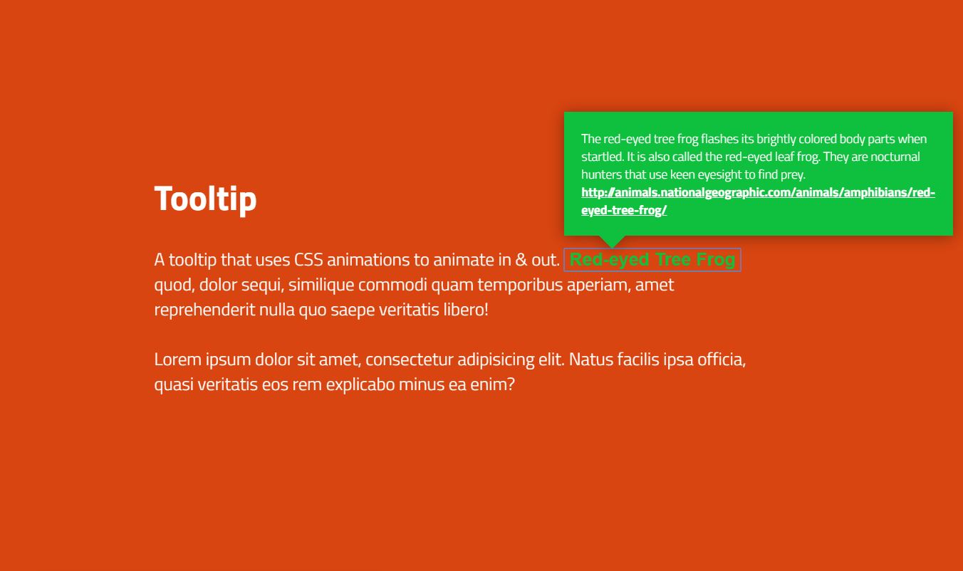Simple JavaScript JS Custom tooltip example with drop shadow filter