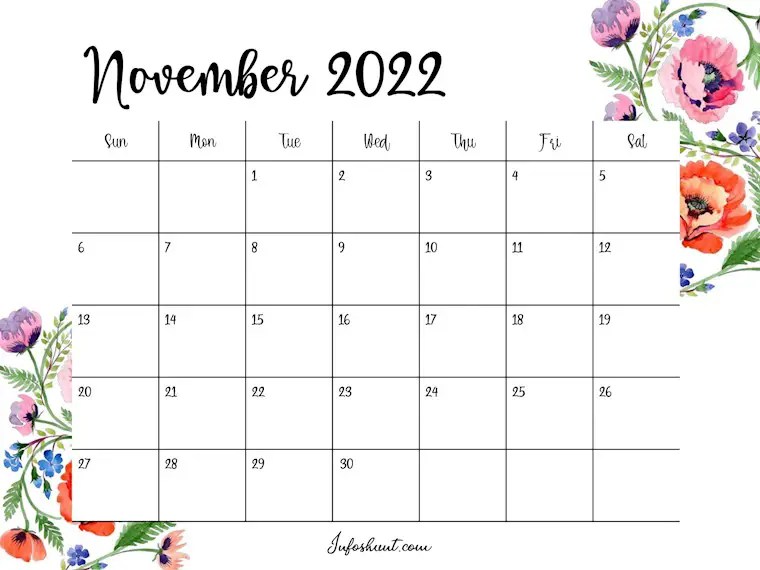 49 free printable november 2022 calendars for the usa