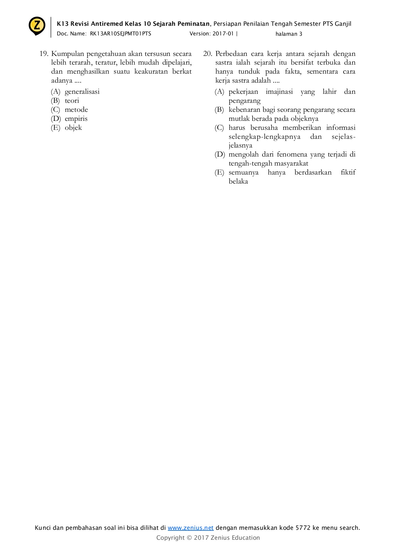 Filsuf romawi yang mengatakan bahwa sejarah adalah guru kehidupan ialah. Latsol Zenius Kelas 10 Unduh Buku 101 150 Halaman Pubhtml5