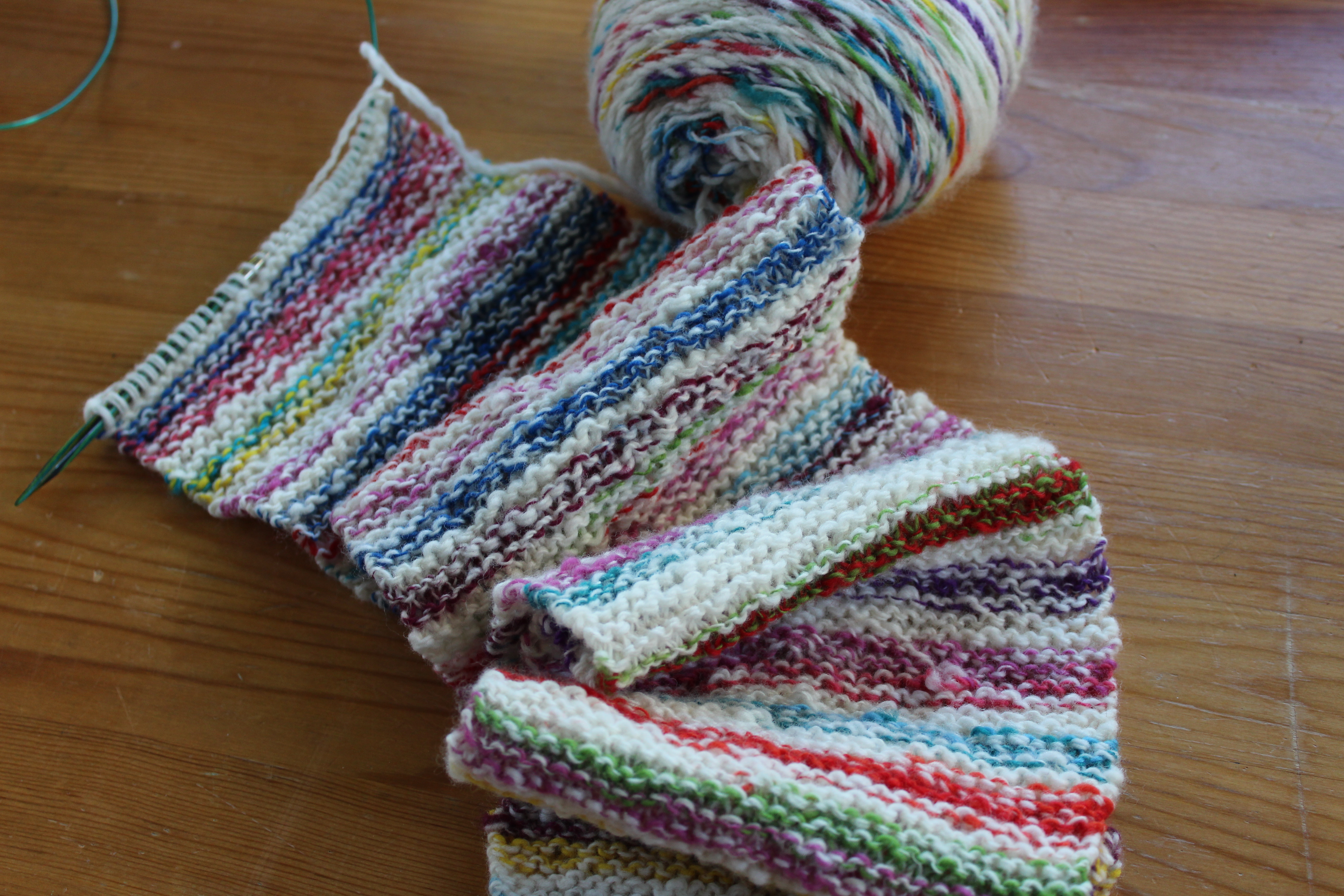 Even if you are not a beginner, this is a fun project with amazing texture using large knitting needles! Garter Stitch On The Needles