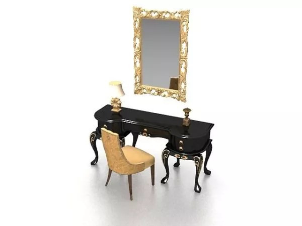 Antique Vanity Table Set With Mirror Free 3d Model Max Open3dmodel 38489