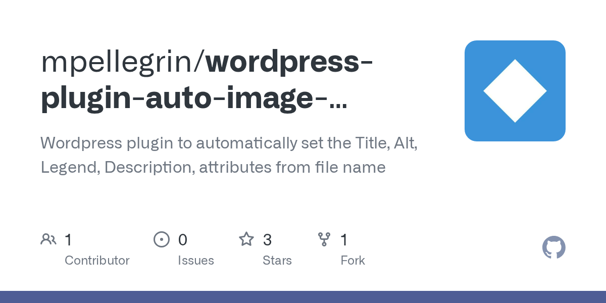 You can find all images that don't have alt text on the alt images page. Github Mpellegrin Wordpress Plugin Auto Image Attributes Wordpress Plugin To Automatically Set The Title Alt Legend Description Attributes From File Name
