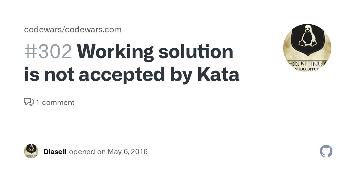 You decided to join codewars? Working Solution Is Not Accepted By Kata Issue 302 Codewars Codewars Com Github