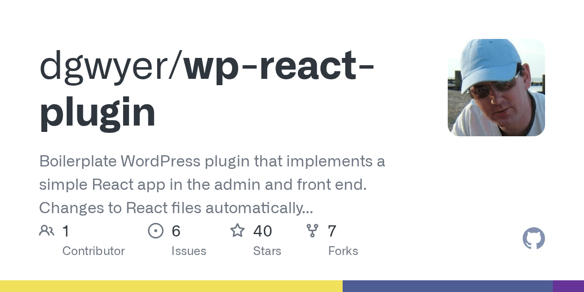 We'd also advise reading the github help pages, which explain everything you need to . GitHub - dgwyer/wp-react-plugin: Boilerplate WordPress plugin that implements a simple React app ...