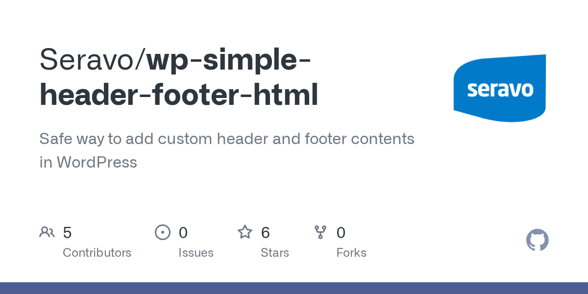 Here comes your custom code in html format. Github Seravo Wp Simple Header Footer Html Safe Way To Add Custom Header And Footer Contents In Wordpress