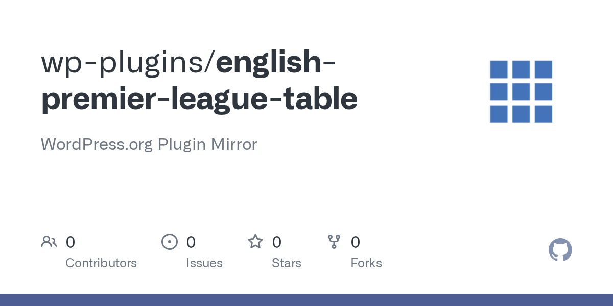 Unter einbeziehung des pokalsiegers gibt es zwei teilnehmer an der europa league; . Github Wp Plugins English Premier League Table Wordpress Org Plugin Mirror