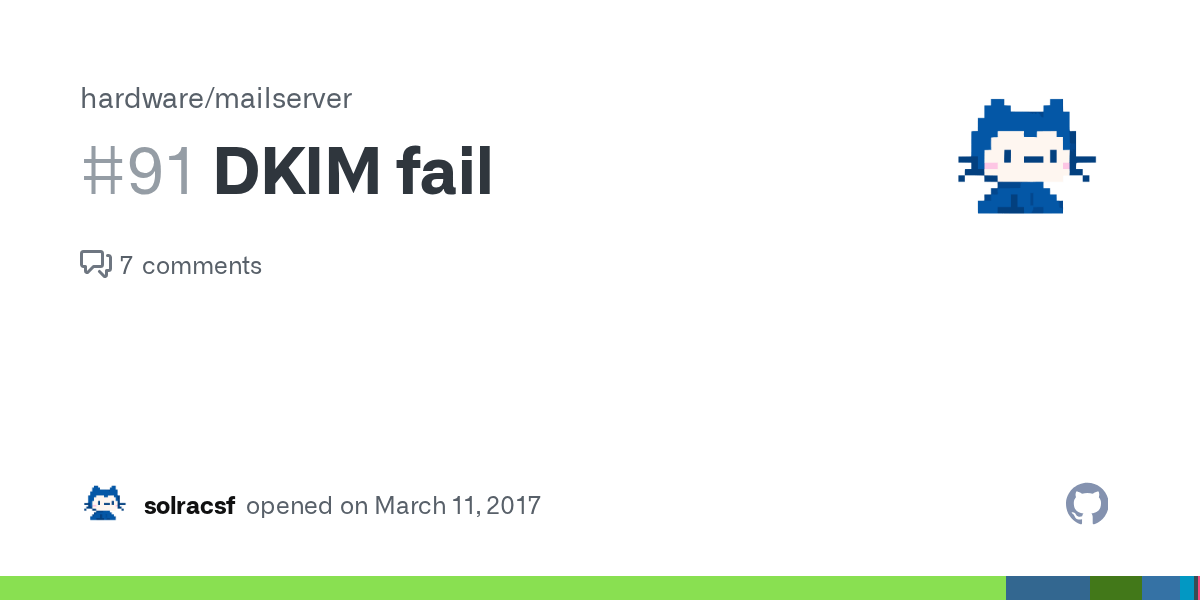 I'm using my miab as my dns, and under external dns i see the following txt record for mail._domainkey.userfrosting.com: Dkim Fail Issue 91 Hardware Mailserver Github
