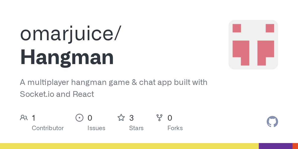 The player tries to guess the characters in the . Github Omarjuice Hangman A Multiplayer Hangman Game Chat App Built With Socket Io And React