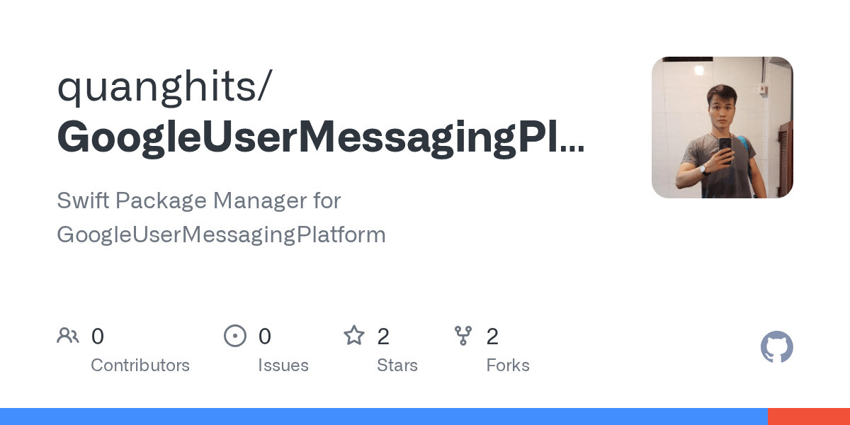 I've the impression this framework is abandoned; Github Quanghits Googleusermessagingplatform Swift Package Manager For Googleusermessagingplatform
