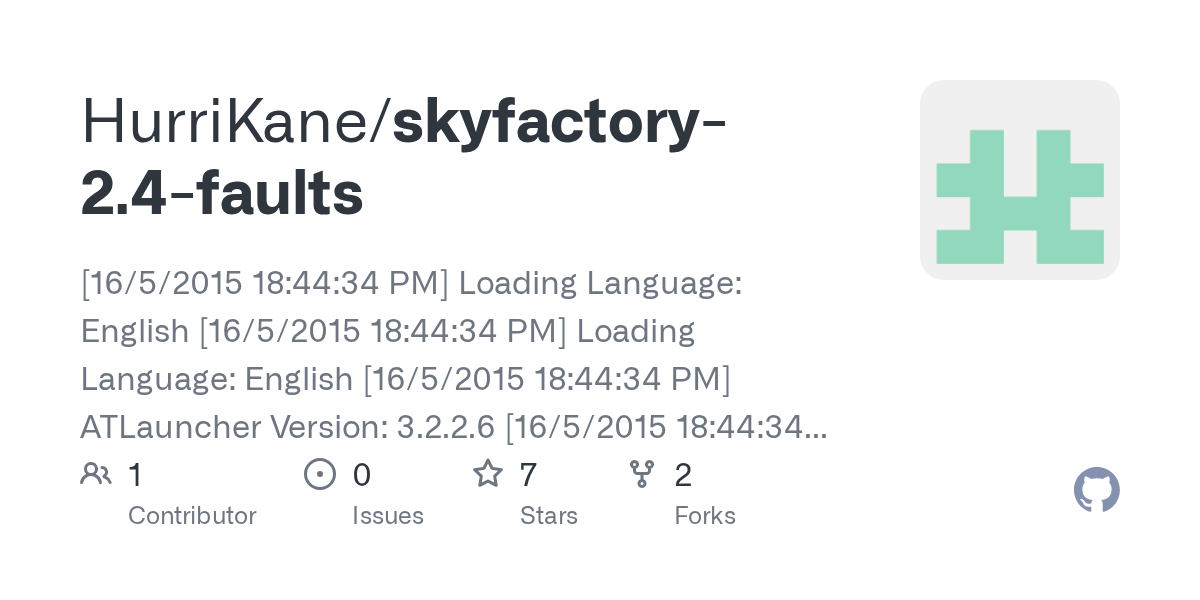 Jun 11, 2015 · 11:35:22 main/warn fml: GitHub - HurriKane/skyfactory-2.4-faults: 16/5/2015 18:44:34 PM Loading Language: English [16 ...