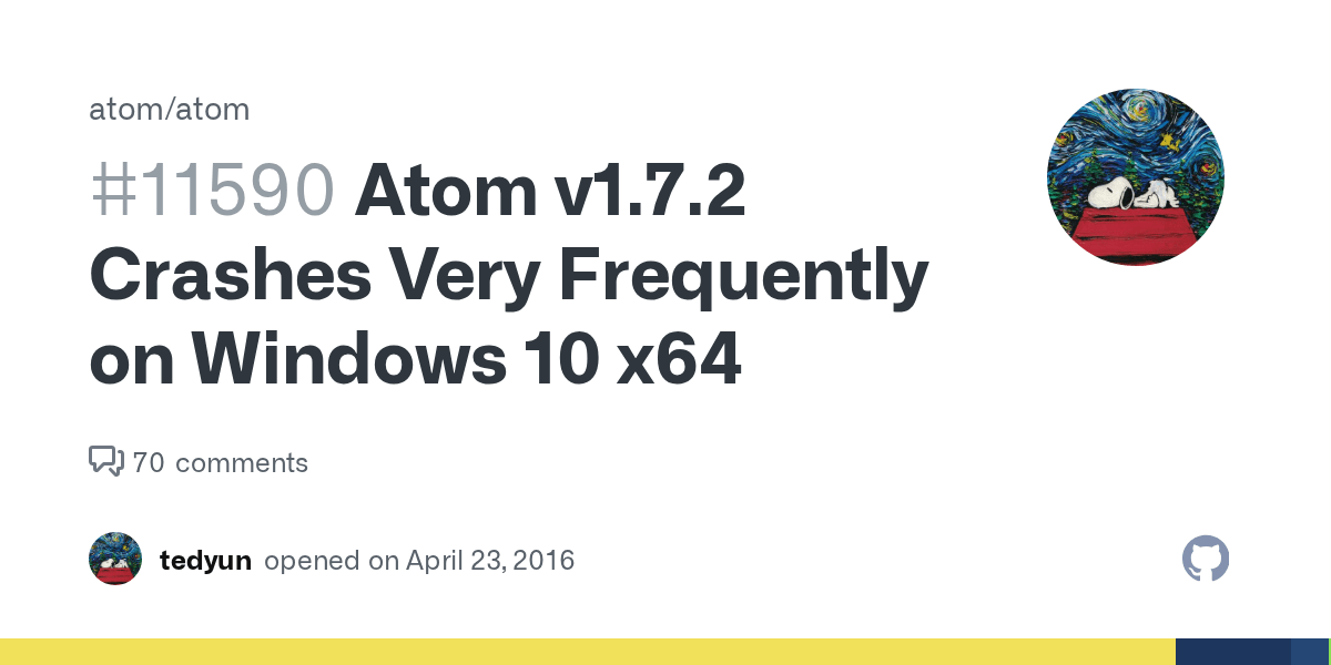 Atom V1 7 2 Crashes Very Frequently On Windows 10 X64 Issue 11590 Atom Atom Github