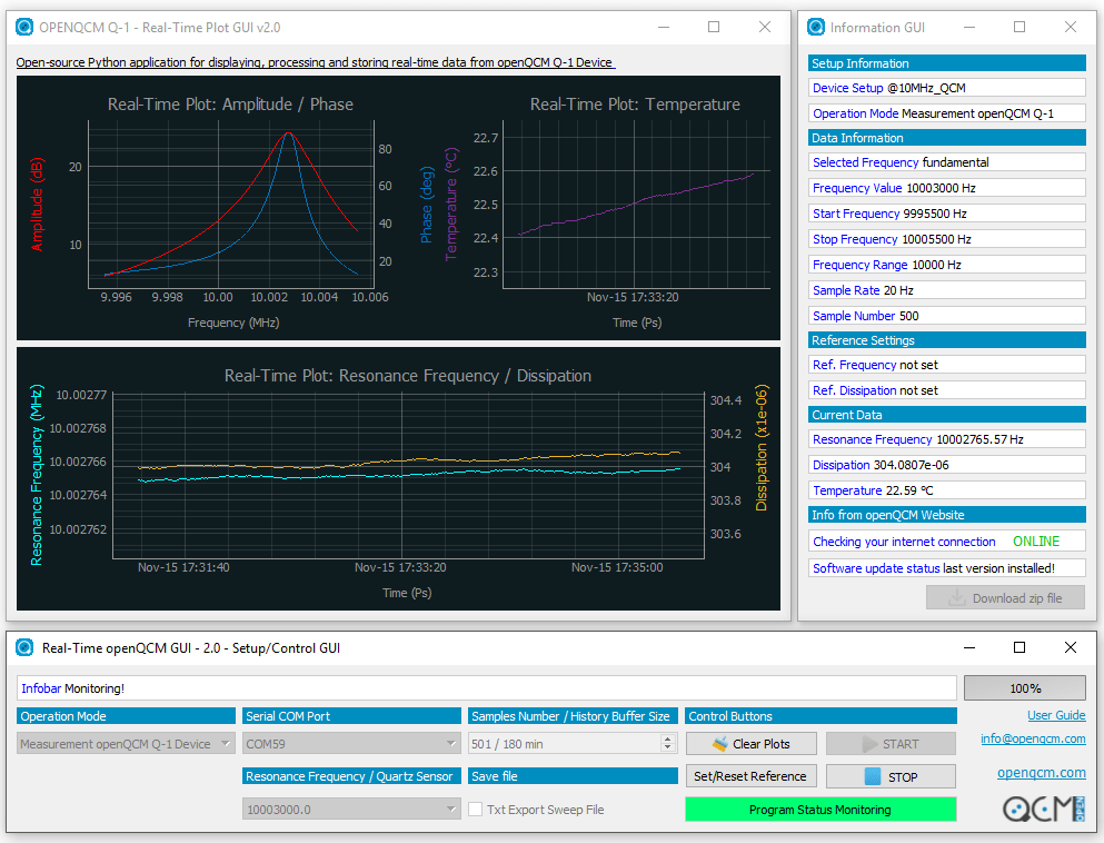 Quartz Crystal Microbalance with Dissipation Monitoring openQCM Q1