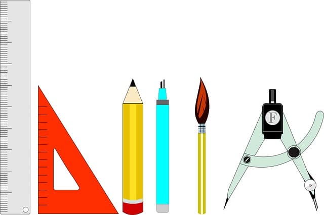Drawing of architect's tools