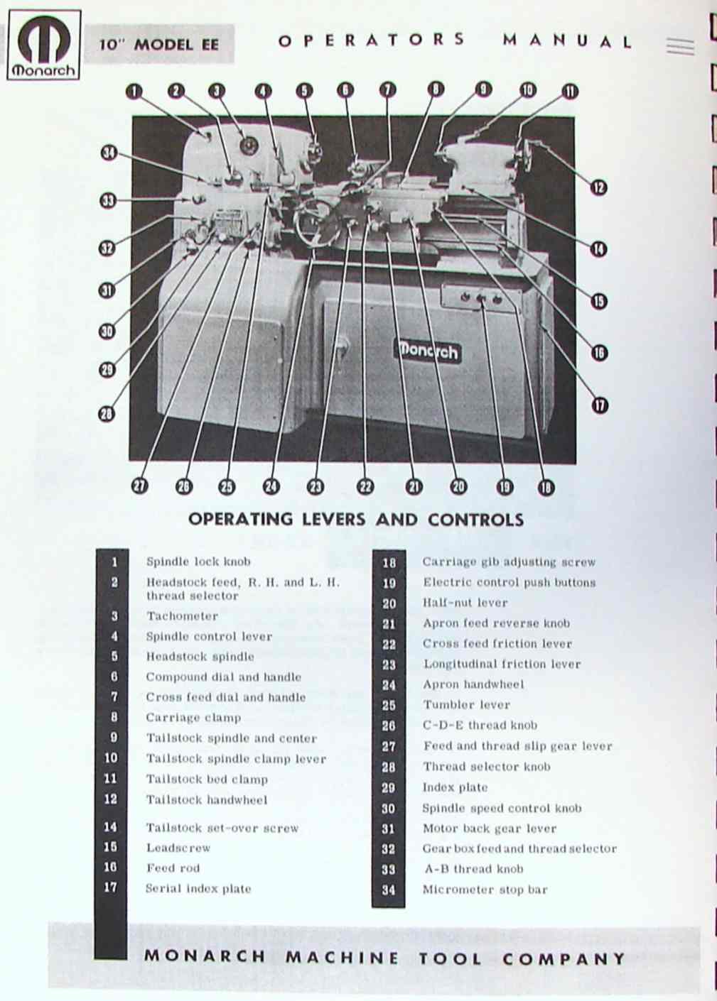 A viewer asked for a video about the controls on my monarch 12ck. Metalworking Manuals Books Plans Monarch 10ee Metal Lathe Operator S Manual 0468 Business Industrial