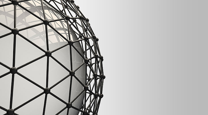 Atom Array Geometric Dome Grayscale Wallpaper Artistic 3d Sphere Shattered Hd Wallpaper Wallpaperbetter