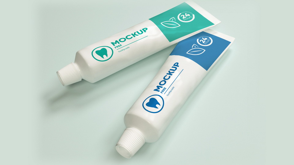 The mockup is available for both personal and commercial projects; Free Toothpaste Packaging Tube Mockup Free Package Mockups