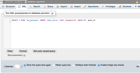 using SQL query in phpMyAdmin