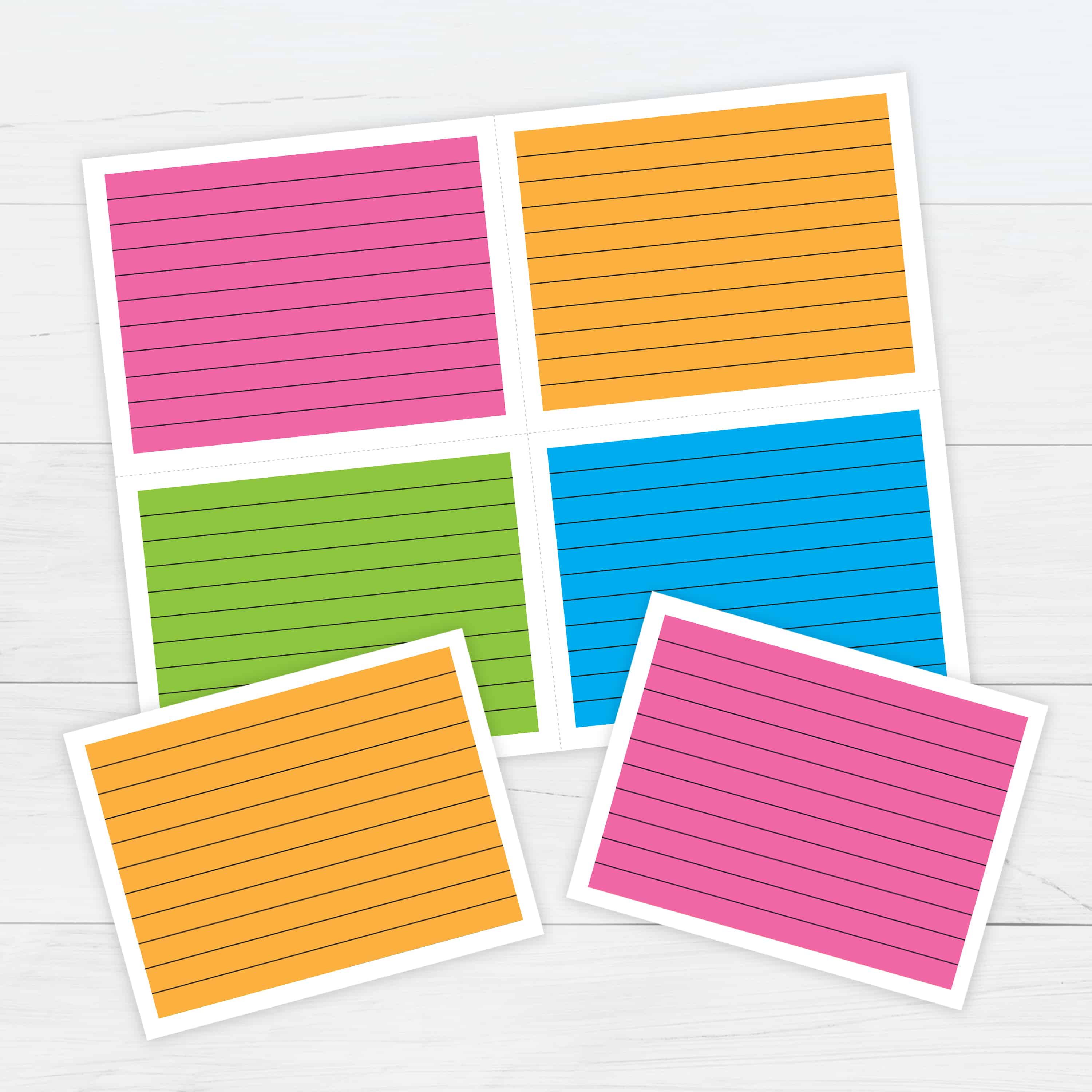 Simply view, download and use; Color Ruled Index Cards Template Free Printable Download