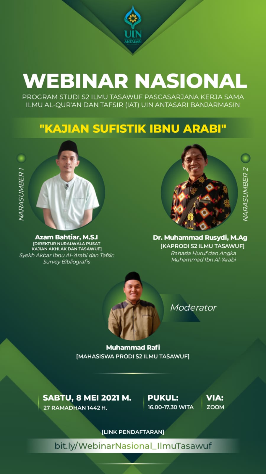 WEBINAR & DISKUSI NASIONAL “Kajian Sufistik Ibnu Arabi” – Pascasarjana UIN  Antasari Banjarmasin