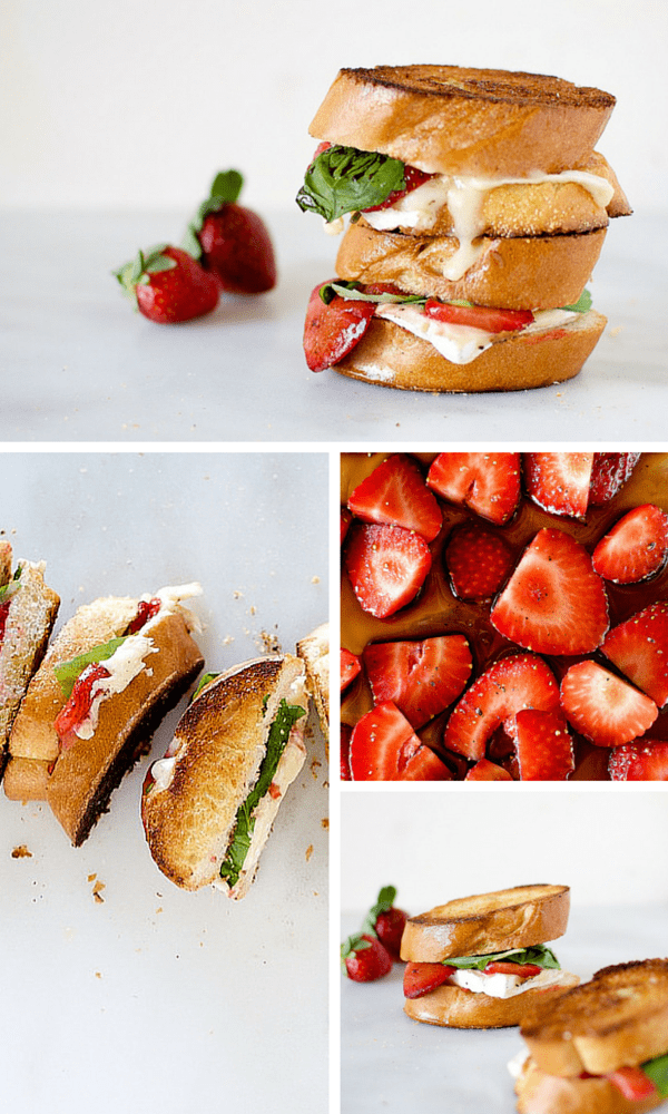 Balsamic Roasted Strawberry and Basil Grilled Cheese