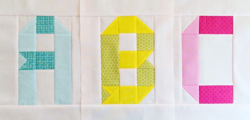 There are patterns for quilts, table runners, pillows, and tote bags for colorful projects. Alphabet Quilt Blocks Ribbon Letter Edition Patch Dot