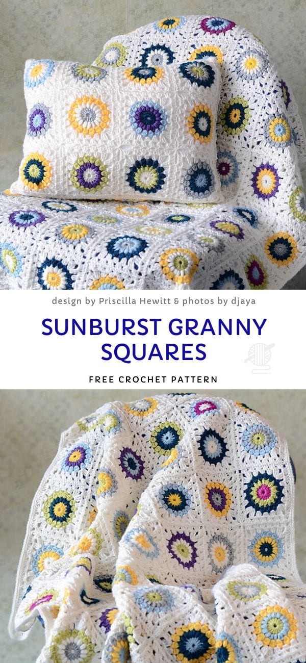 The sunburst is one of the classic granny square motifs. Sunburst Granny Square Ideas Living Food Home Decor Tips