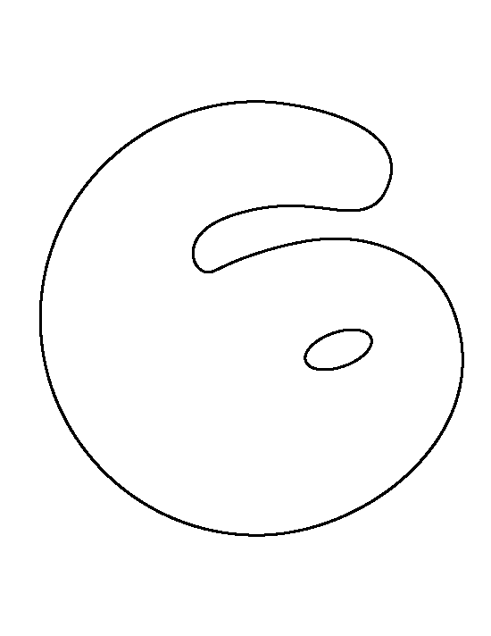 printable bubble number 6 template