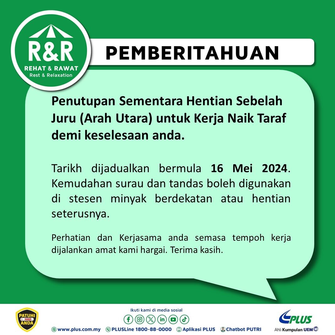PLUS Juru RnR Closed