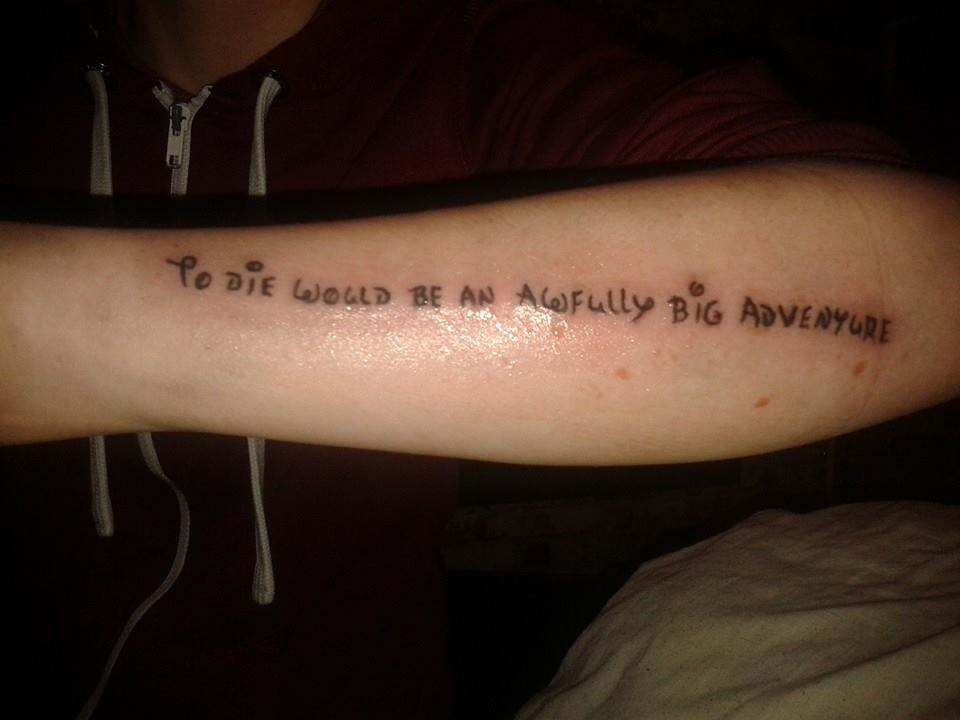 Skyler Wolf On Twitter: "Disney Peter Pan Quote Tattoo I Done Today. Happy With This One :) #Disney #Quote #Peterpan #Tattoo #Inked Http://T.co/2Iryx1Kdlp" / Twitter 720_x_960_jpg
