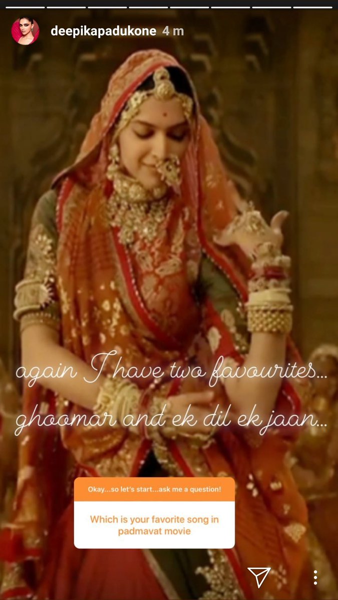 Rapero primero, líder siempre, crec. Deepika Padukone Fc A Twitter Instagram 4 Deepika Padukone S Favourite Costumes Are The Jungle One And Jauhar One Favourite Songs Are Ghoomar And Edej And Fav Diagloue Is Darr Naam Ka Gehna Padmavati