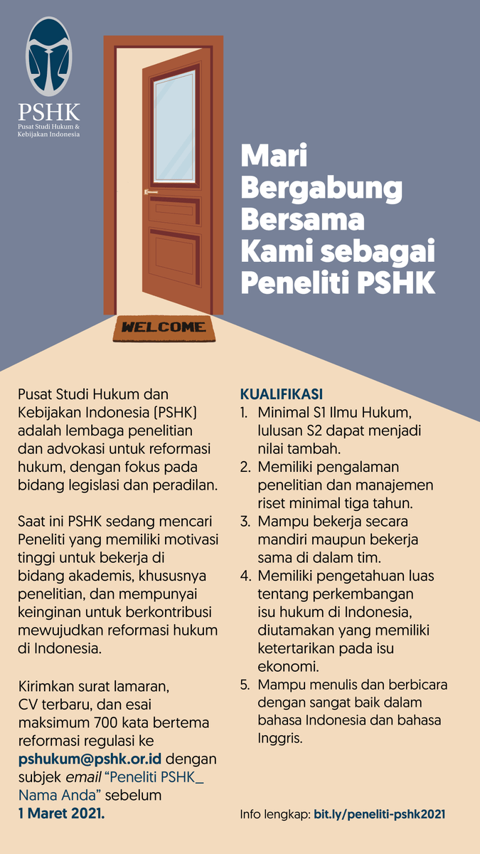 Sania adalah mahasiswa fakultas hukum semester 6. à¦ à¦à¦ à¦° Pusat Studi Hukum Dan Kebijakan Indonesia Mari Bergabung Bersama Kami Sebagai Peneliti Pshk Kirimkan Surat Lamaran Cv Terbaru Dan Esai Maksimum 700 Kata Bertema Reformasi Regulasi Sebelum 1 Maret 2021 Info