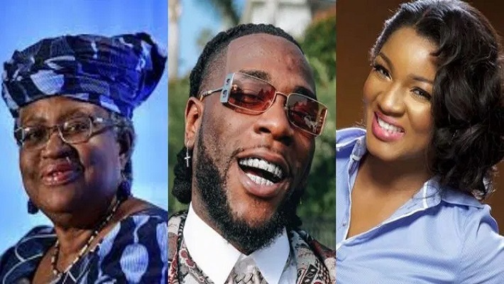 Okonjo-Iweala, Burna Boy and Omotola Jalade.