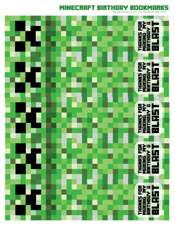 free printable minecraft birthday bookmarks pepper scraps