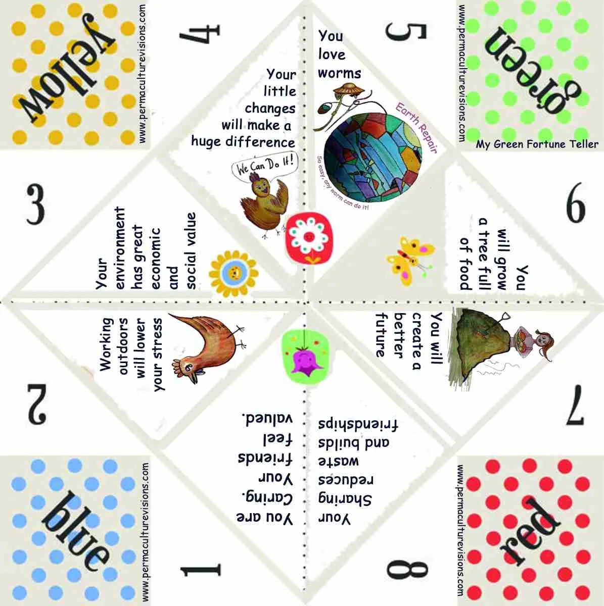How to fold a fortune teller! Paper Fortune Teller Permaculture Visions