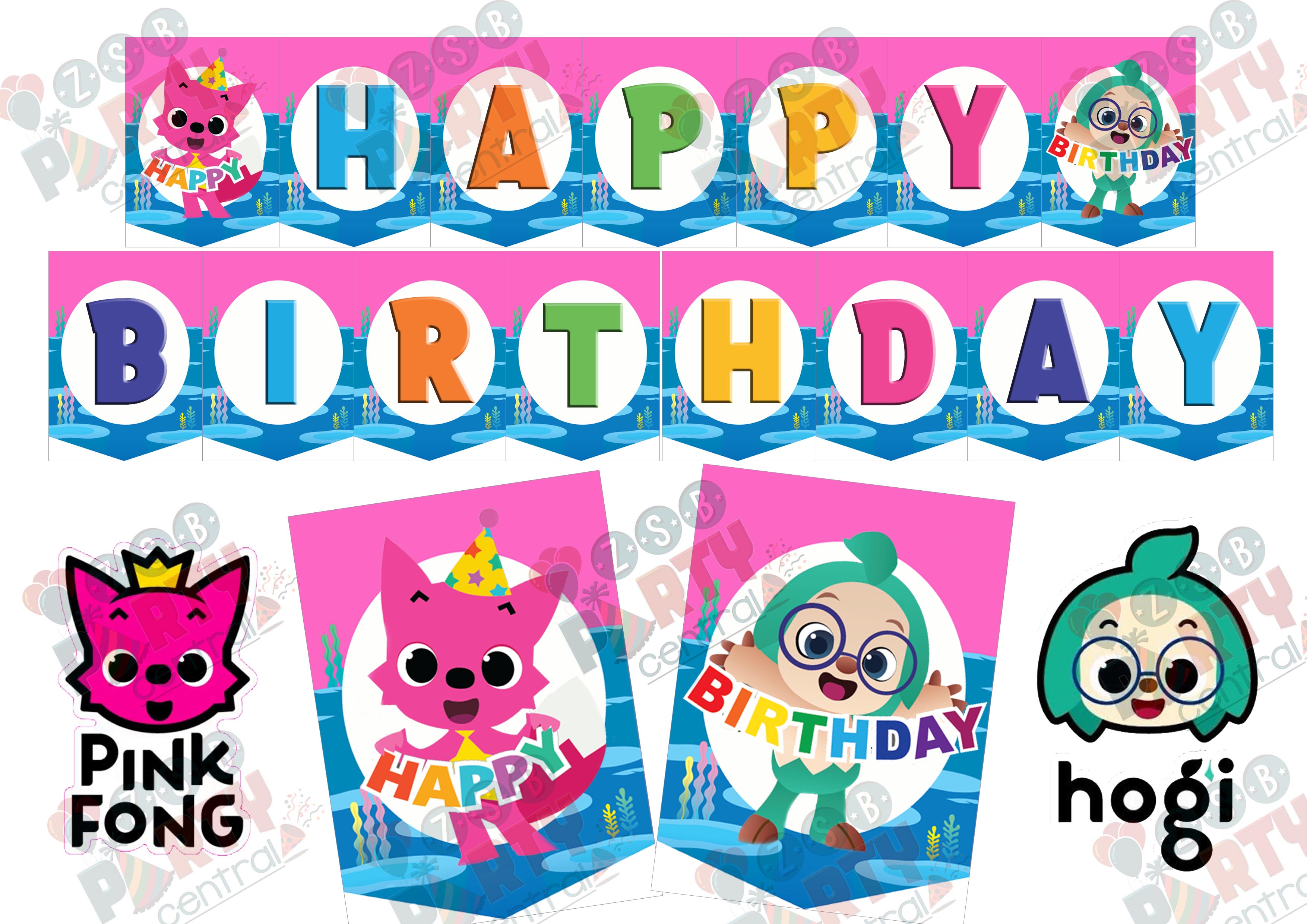 Pinkfong Hogi Pink Birthday Banner Lazada Ph
