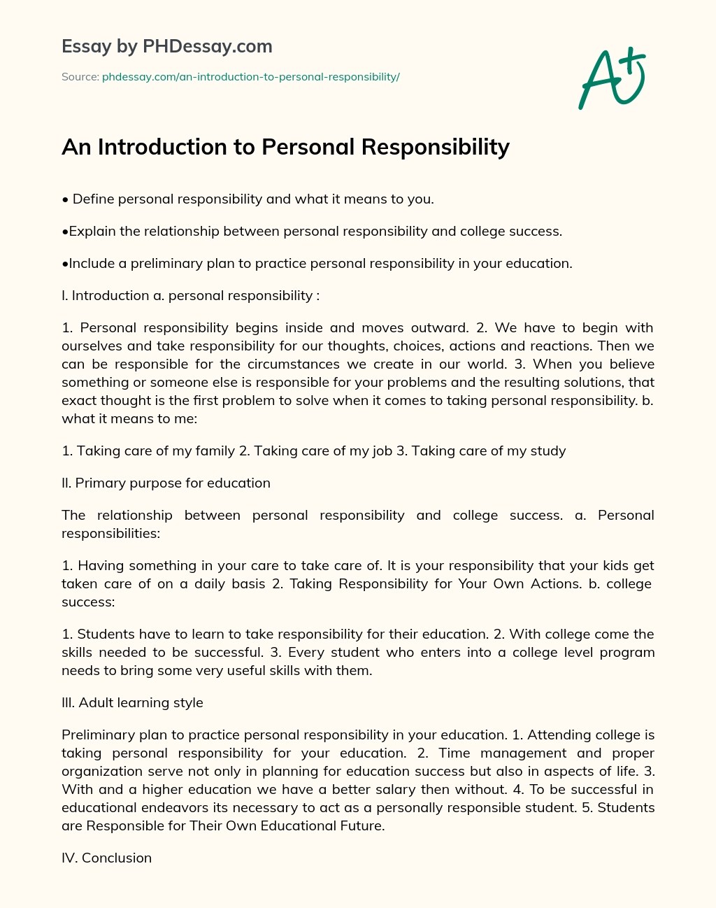 The cost of college is rising even faster than inflation in the u.s. An Introduction To Personal Responsibility Phdessay Com