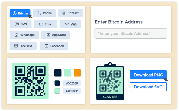 A super practical way to get a scannable code to send bitcoin transactions! Qr Code Generator Qr Code Maker Photoadking