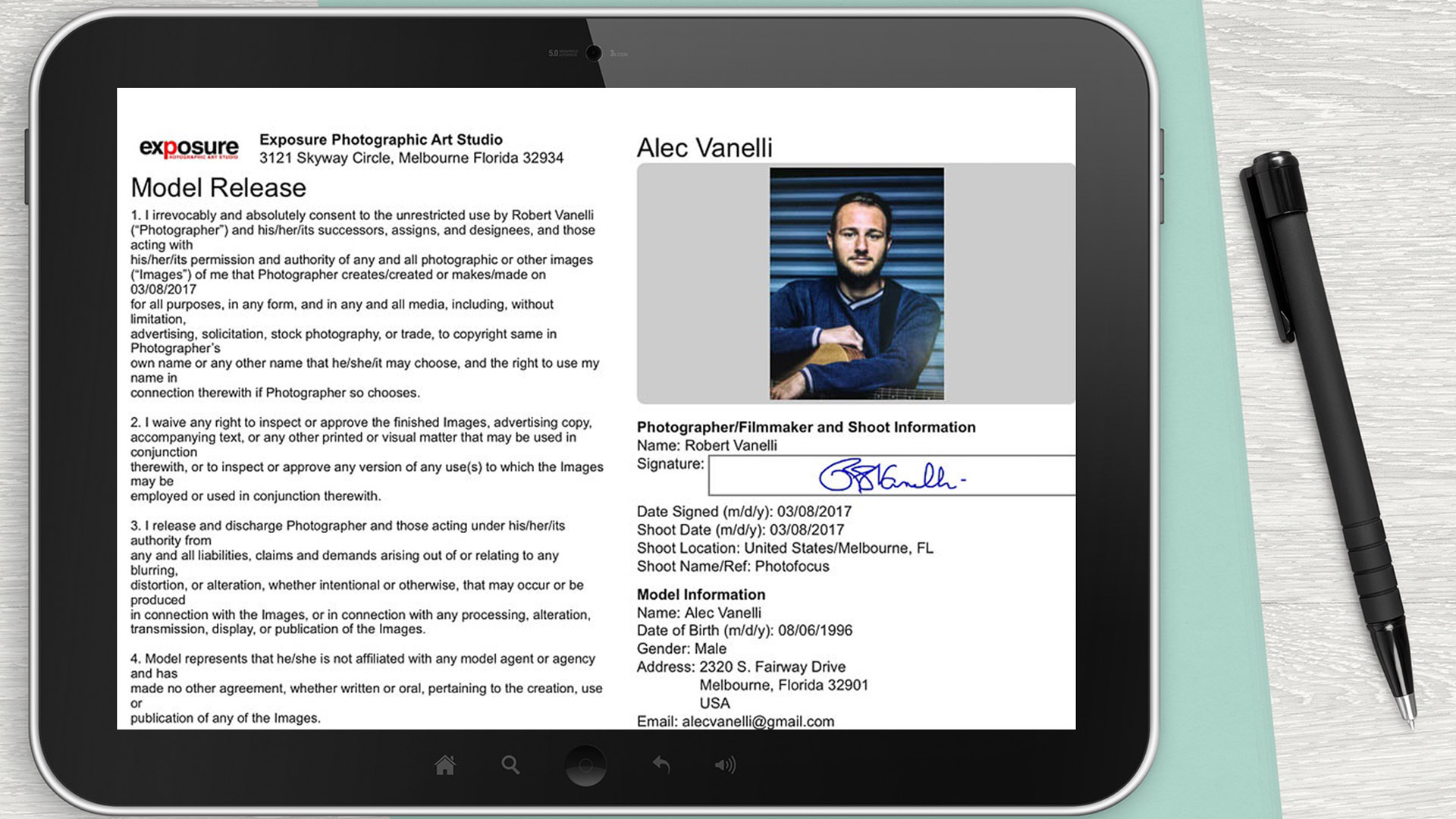Model | Electronic Release Photofocus Form