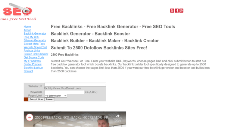 This would creates 2,500+ pages about your websites with backlinks pointing back to your websites. Access Seo1seotools Com Free Backlinks By Seo1 Seo Tools Free Backlink Generator Free Seo Tools