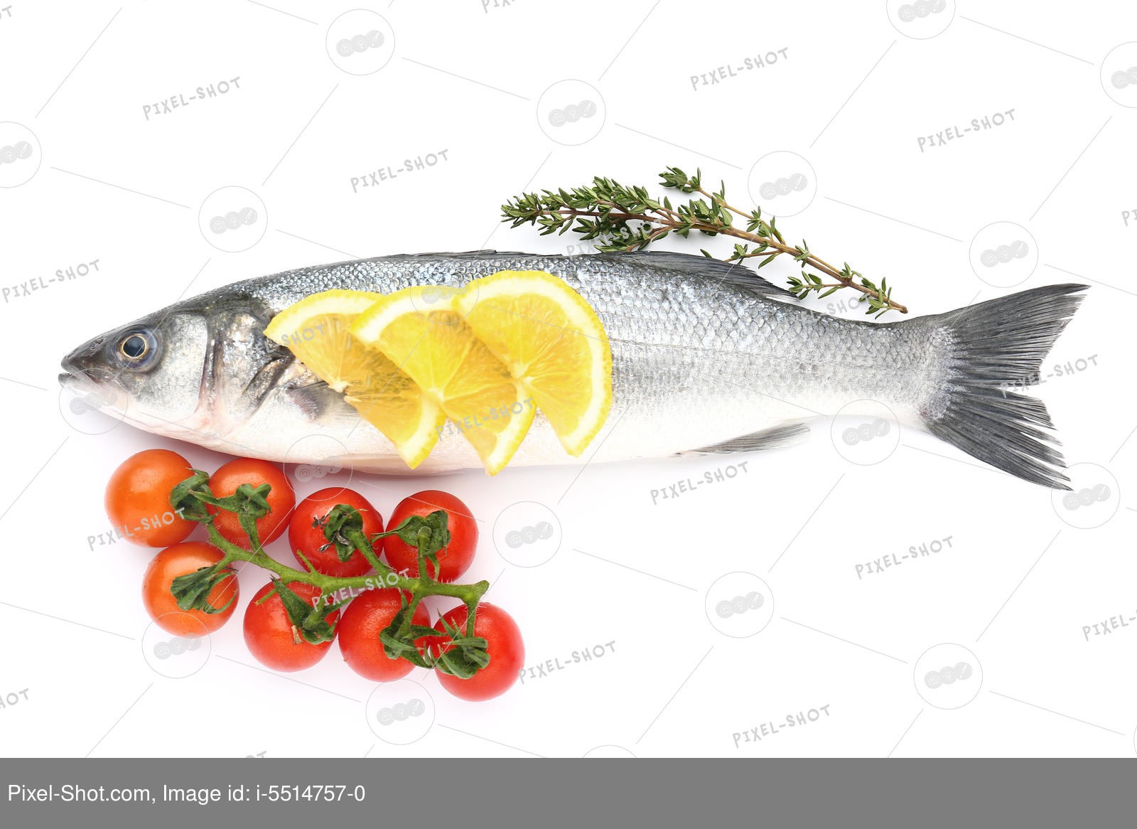 Looking for a beautiful fish background? Tasty Fresh Seabass Fish On White Background Stock Photography Agency Pixel Shot Studio