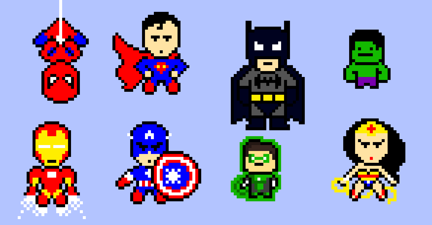 Superman batman the flash youtube justice league, justice league, heroes, superhero png . Pixel Art Super Heroes | Pixel Art Maker