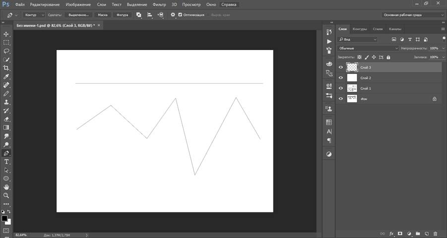 как рисовать прямые линии в фотошопе